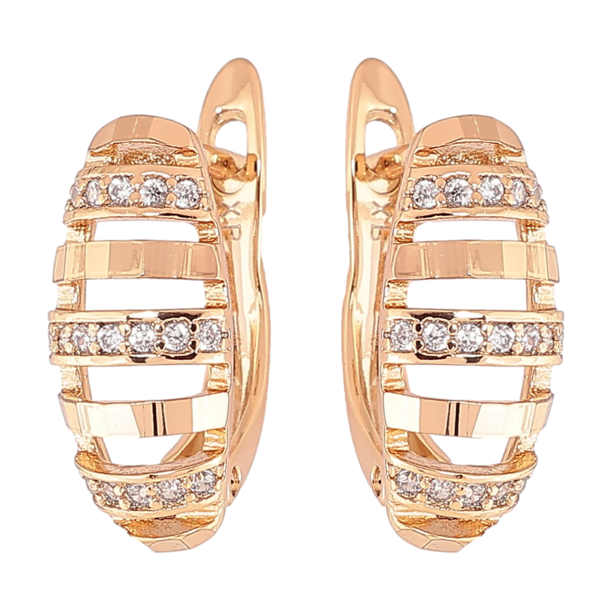 Сережки Xuping Позолота 18K англійський замок «Візерунок з доріжками цирконію» фото №1 Сережки Xuping Позолота 18K англійський замок «Візерунок з доріжками цирконію» фото №1