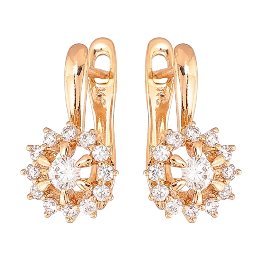 Сережки Xuping Позолота 18K англійський замок «Квіточки з цирконієм» фото №1 Сережки Xuping Позолота 18K англійський замок «Квіточки з цирконієм» фото №1