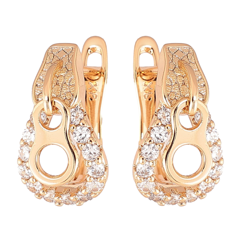 Серьги Xuping Позолота 18K английский замок Бегунки с цирконием фото №1 Серьги Xuping Позолота 18K английский замок Бегунки с цирконием фото №1