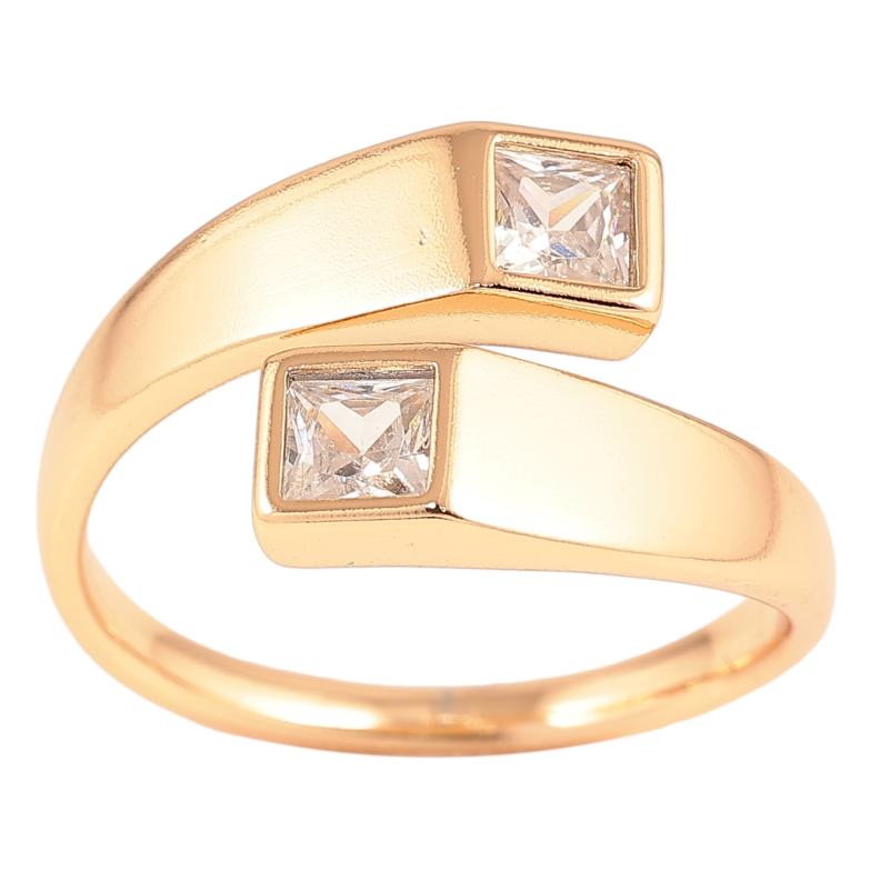 Кольцо Xuping Позолота 18K Два кристалла фото №1