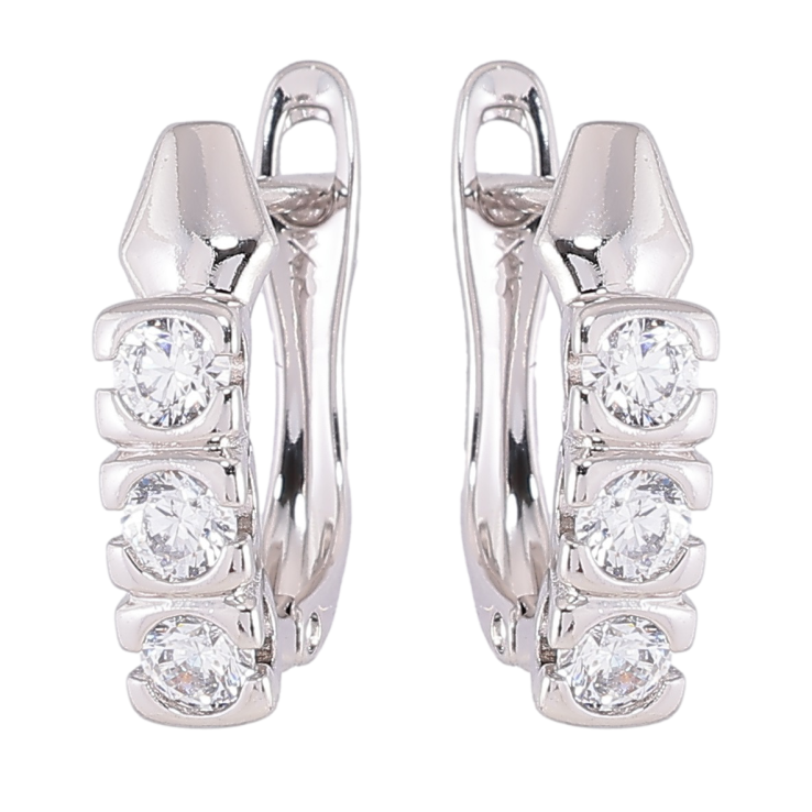 Серьги Xuping Родий английский замок Три кристалла фото №7 Серьги Xuping Родий английский замок Три кристалла фото №7