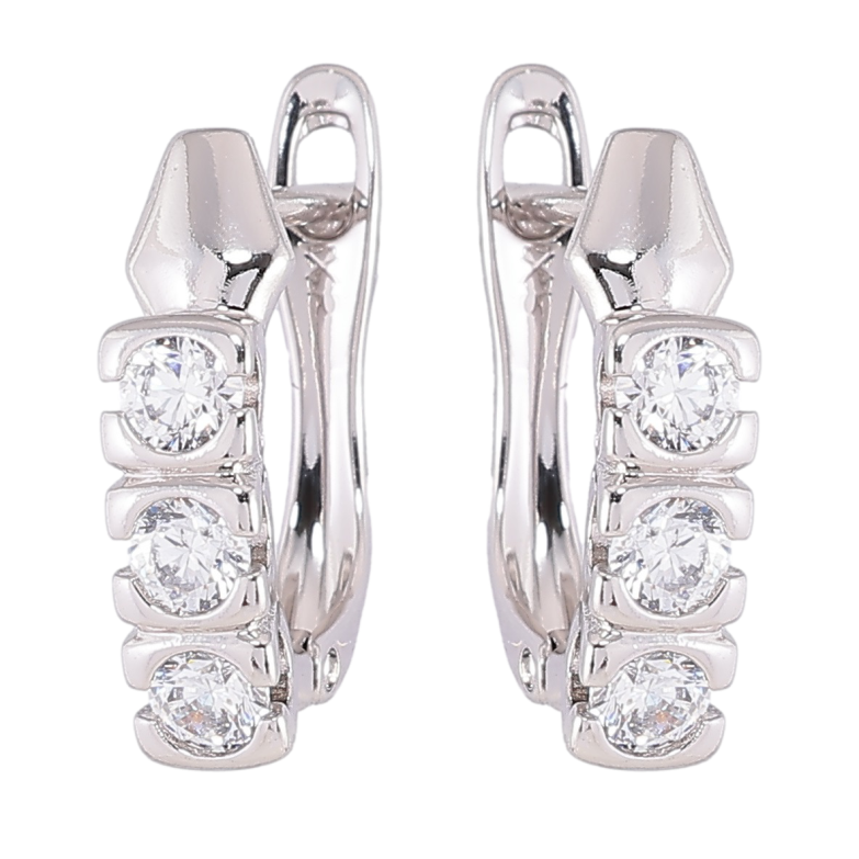 Сережки Xuping Родій англійський замок «Три кристали» фото №2