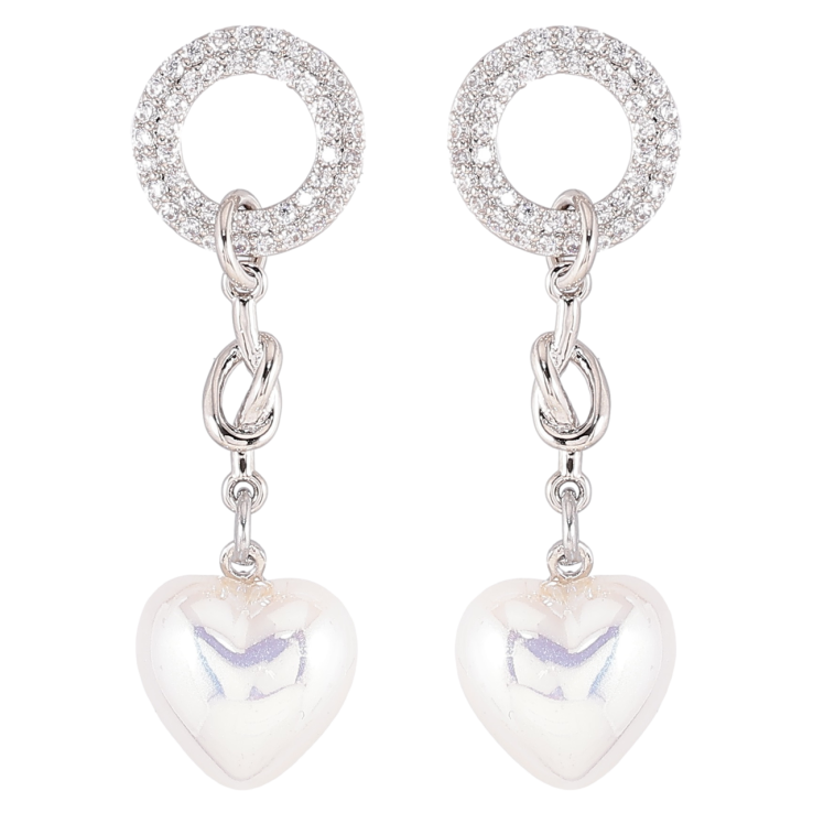 Серьги Xuping Родий пусеты Подвески с перламутровыми сердечками фото №25