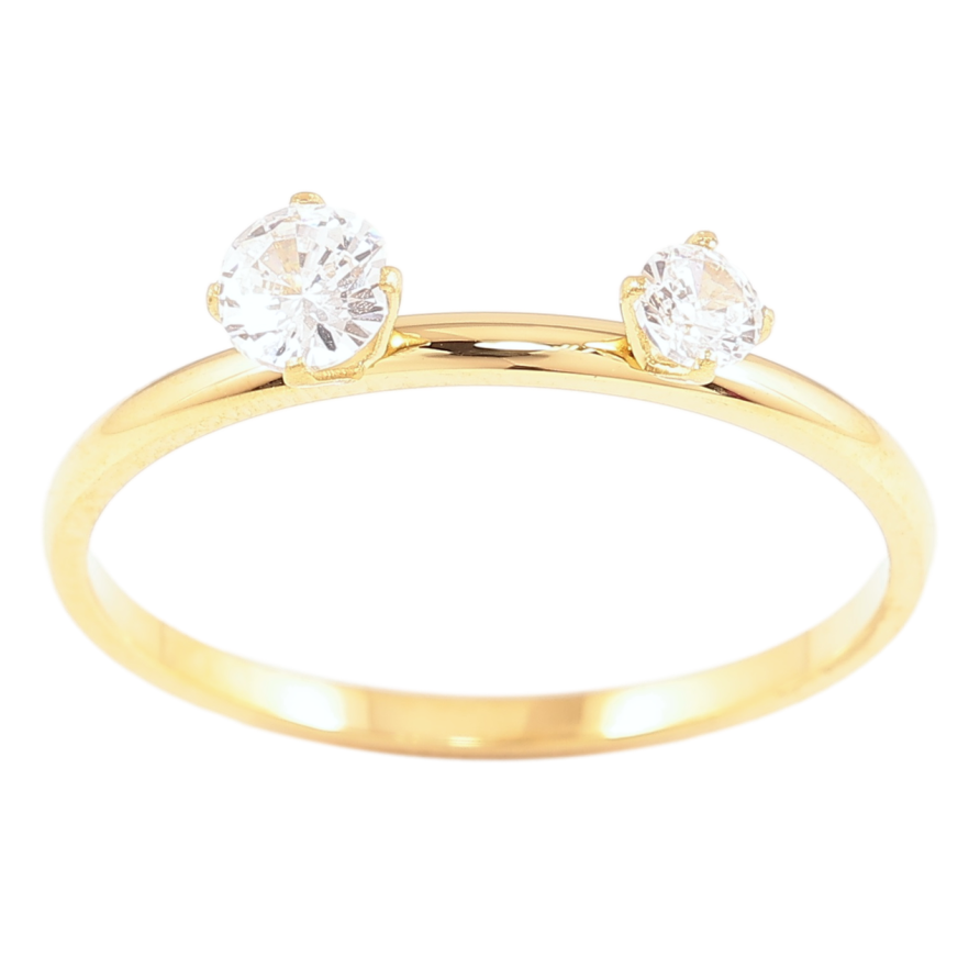 Каблучка Xuping TTM Stainless Steel Колір 14К «Два кристали» фото №1