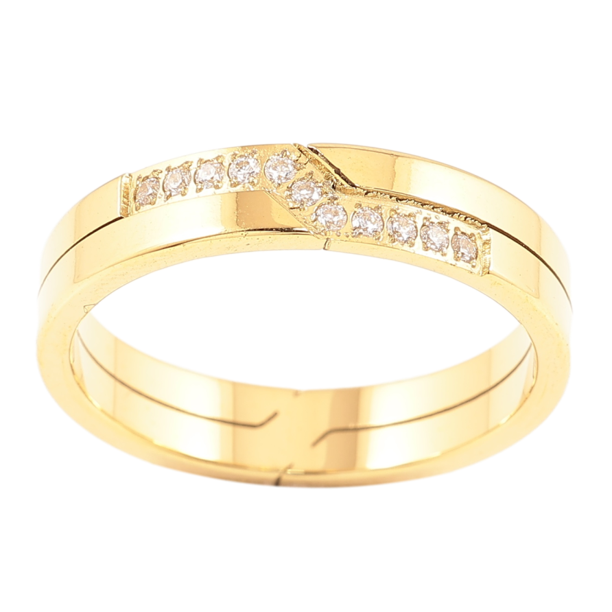 Каблучка Xuping TTM Stainless Steel Колір 14К «Візерунок з цирконієм, шир. 4мм» фото №1