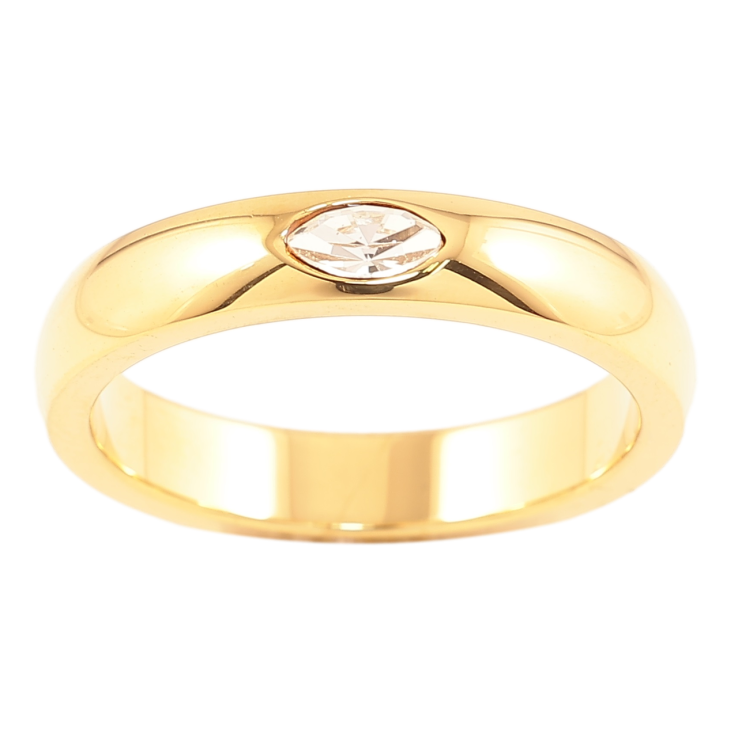 Каблучка Xuping TTM Stainless Steel Колір 14К «Вставка цирконій, шир. 4мм» фото №10