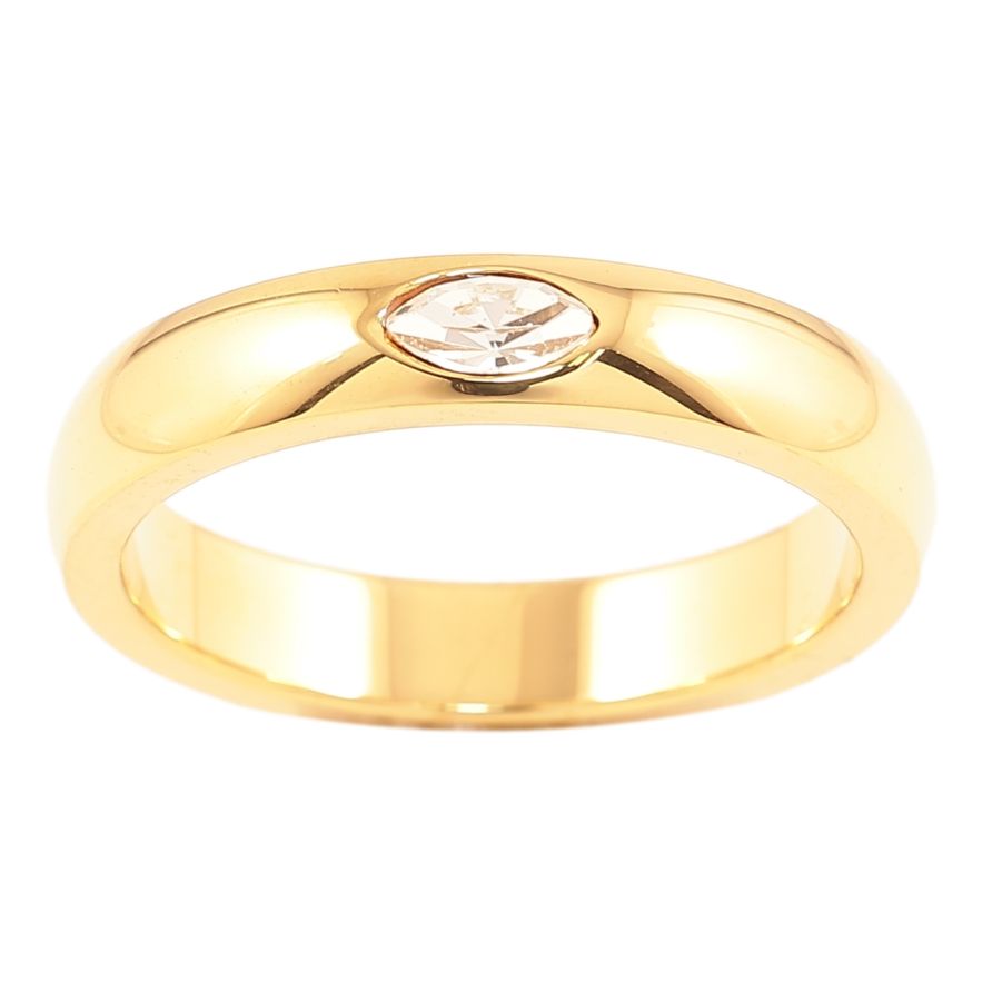 Кольцо Xuping TTM Stainless Steel Цвет 14К Вставка цирконий, шир. 4мм фото №1