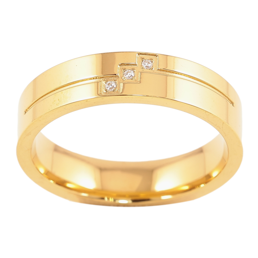 Каблучка Xuping TTM Stainless Steel Колір 14К «Візерунок з цирконієм, шир. 4.5мм» фото №1