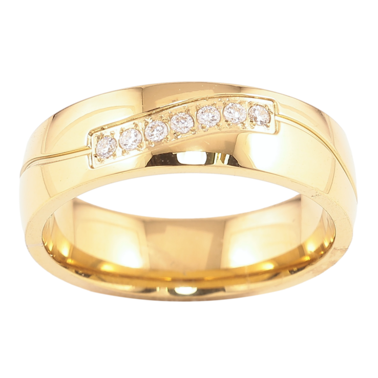 Кольцо Xuping TTM Stainless Steel Цвет 14К Дорожка циркония, шир. 6мм фото №25