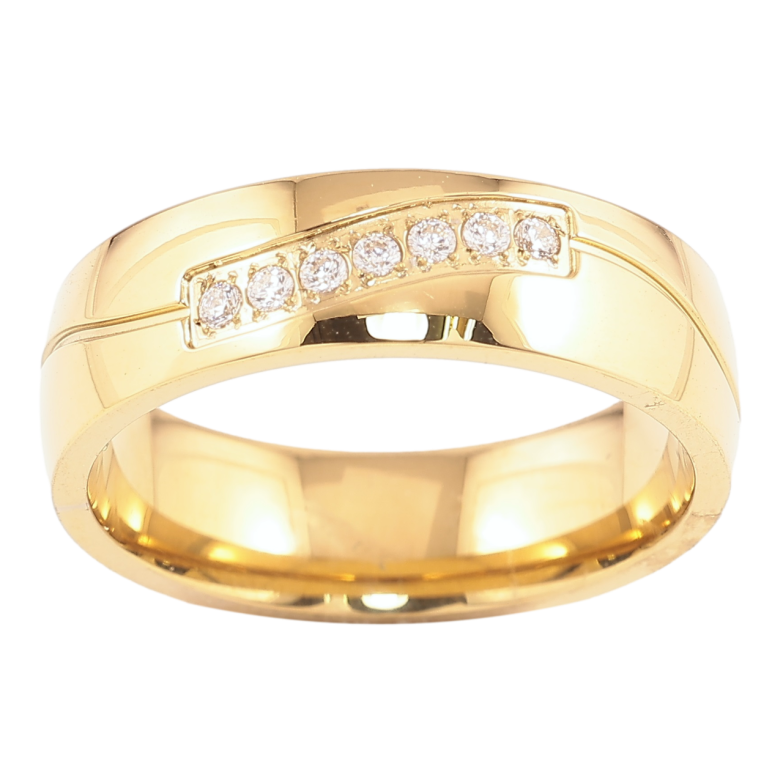 Кольцо Xuping TTM Stainless Steel Цвет 14К Дорожка циркония, шир. 6мм фото №1