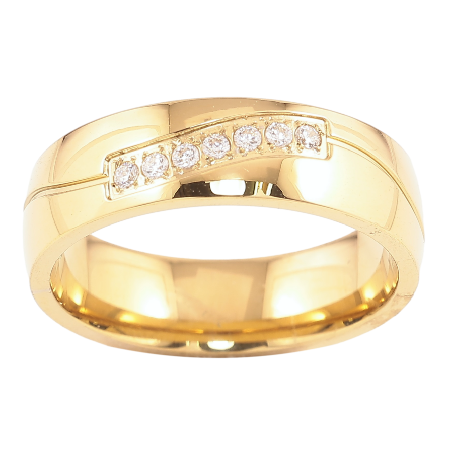 Кольцо Xuping TTM Stainless Steel Цвет 14К Дорожка циркония, шир. 6мм фото №1