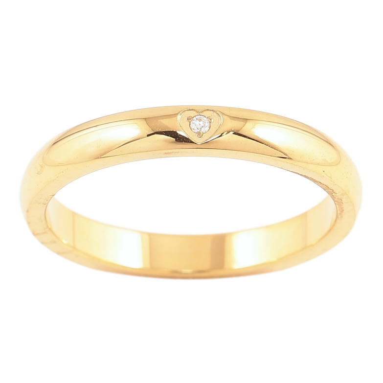 Кольцо Xuping TTM Stainless Steel Цвет 14К Сердечко с кристаллом, шир. 3мм фото №1