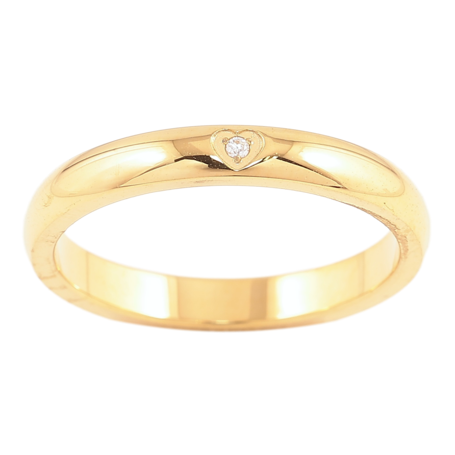 Кольцо Xuping TTM Stainless Steel Цвет 14К Сердечко с кристаллом, шир. 3мм фото №1