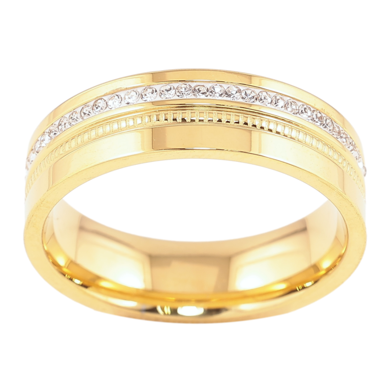 Кольцо Xuping TTM Stainless Steel Цвет 14К Дорожка циркония, шир. 6мм фото №1