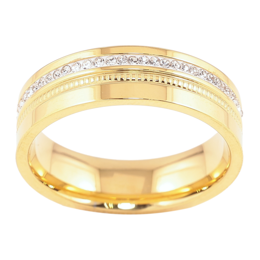 Кольцо Xuping TTM Stainless Steel Цвет 14К Дорожка циркония, шир. 6мм фото №1