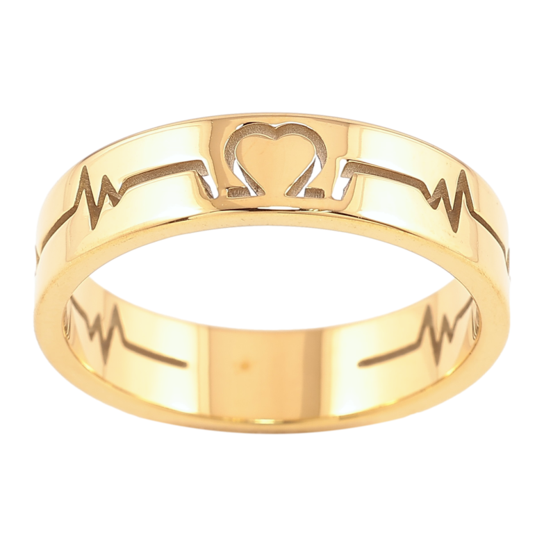 Каблучка Xuping TTM Stainless Steel Колір 14К «Кардіограма, шир. 5мм» фото №1