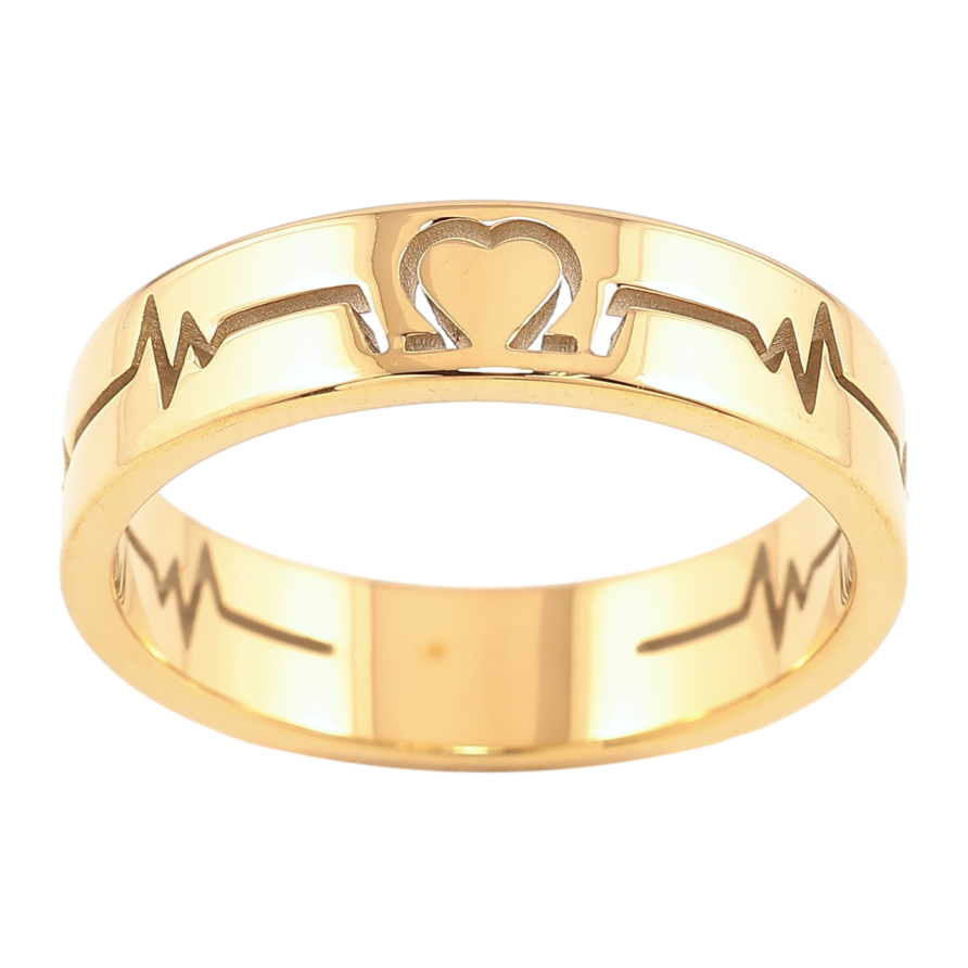 Кольцо Xuping TTM Stainless Steel Цвет 14К Кардиограмма, шир. 5мм фото №1