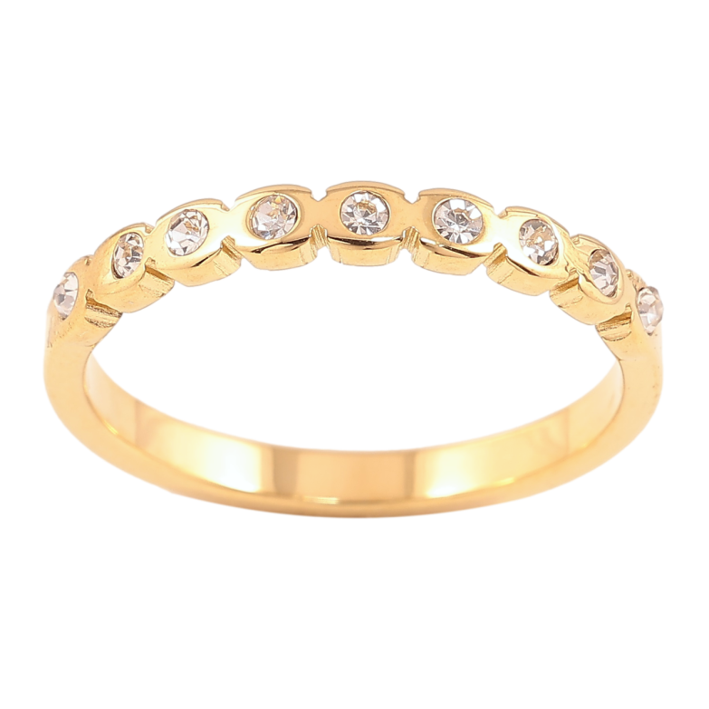 Каблучка Xuping TTM Stainless Steel Колір 14К «Доріжка цирконію» фото №1