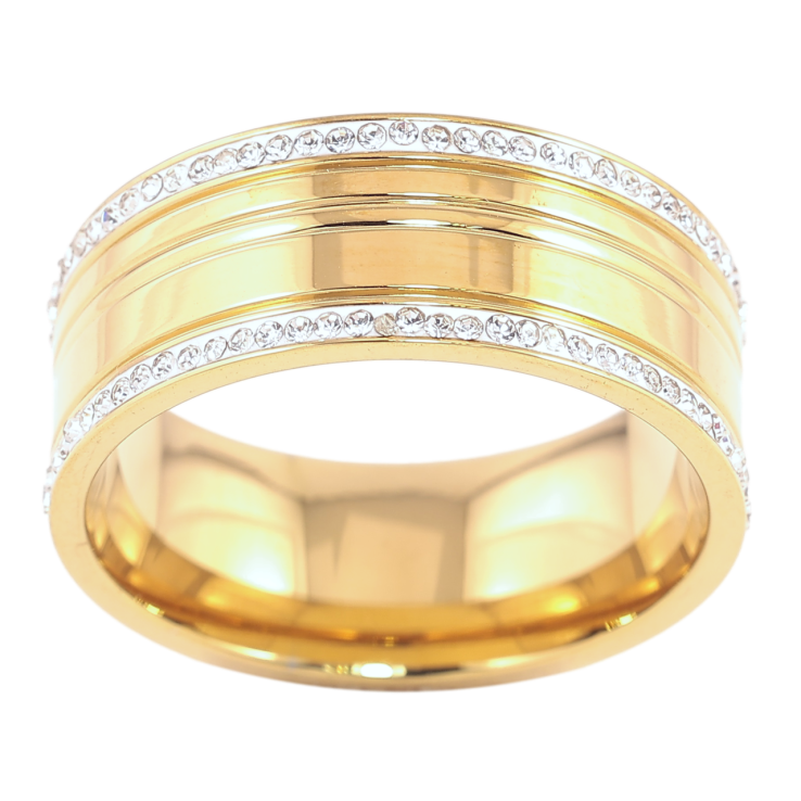 Каблучка Xuping TTM Stainless Steel Колір 14К «Доріжки цирконію, шир. 8мм» фото №21