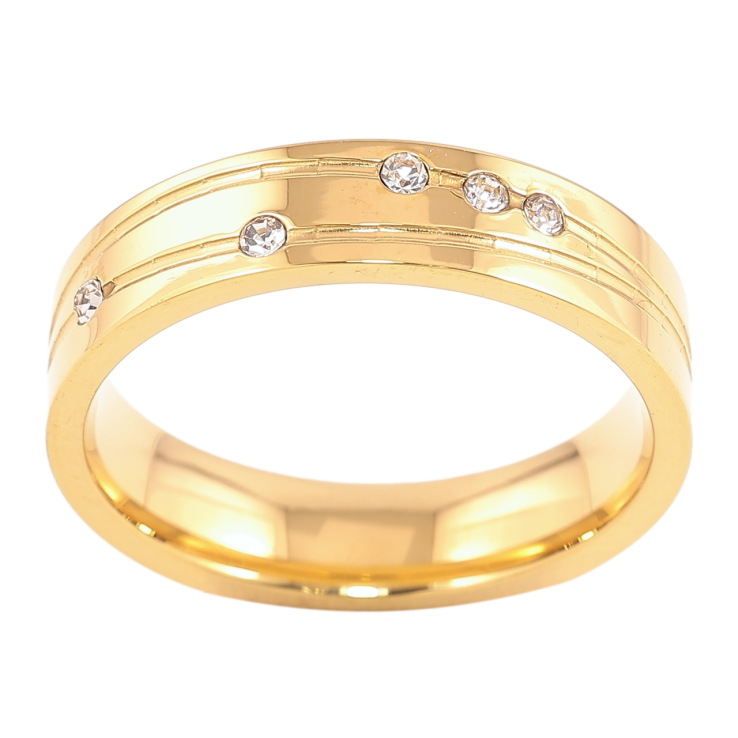 Каблучка Xuping TTM Stainless Steel Колір 14К «Візерунок з цирконієм, шир. 4.5мм» фото №7
