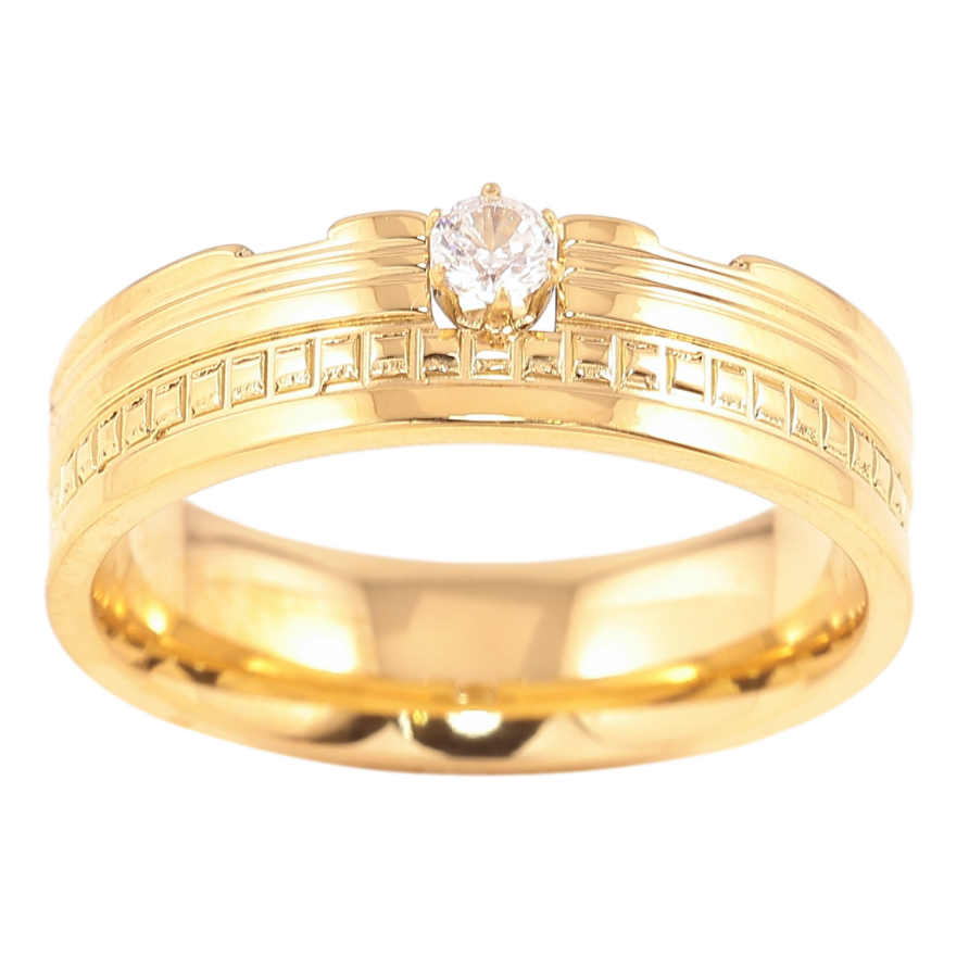 Кольцо Xuping TTM Stainless Steel Цвет 14К Узор с цирконием, шир. 5.5мм фото №1