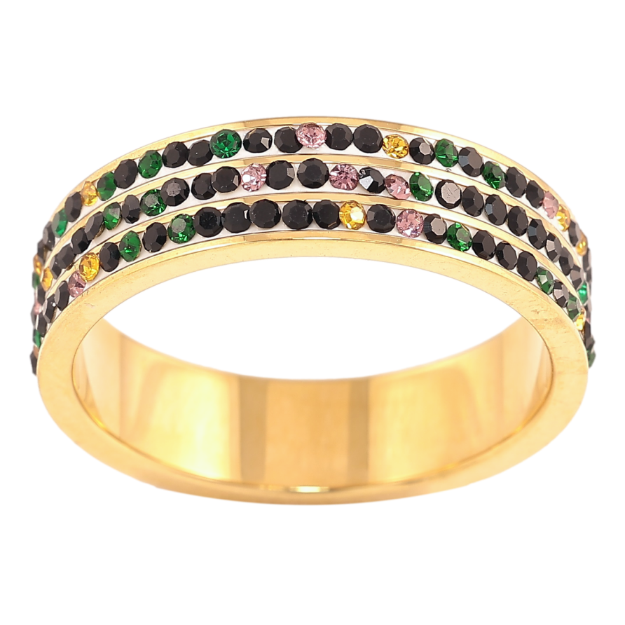 Кольцо Xuping TTM Stainless Steel Цвет 14К Инкрустация цветным цирконием, шир. 5мм фото №1