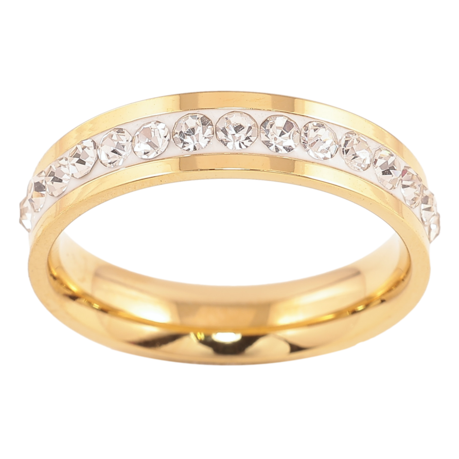 Каблучка Xuping TTM Stainless Steel Колір 14К «Доріжка цирконію, шир. 4.5мм» фото №1