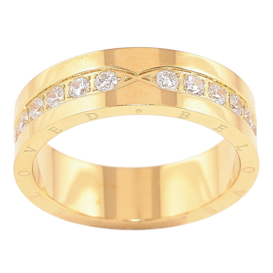 Кольцо Xuping TTM Stainless Steel Цвет 14К Дорожка циркония, Beloved (Любима), шир. 5.5мм фото №1