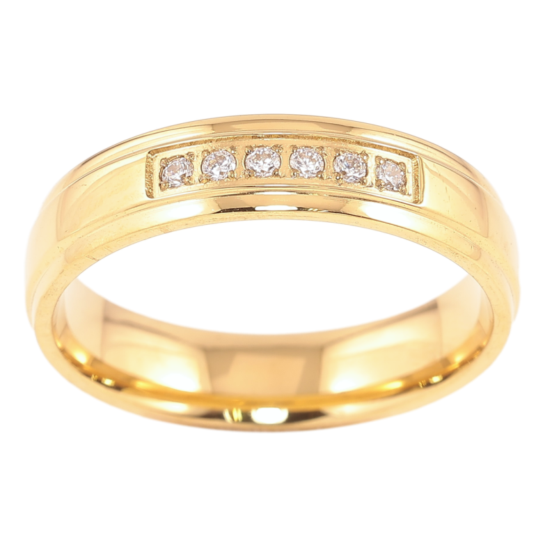 Каблучка Xuping TTM Stainless Steel Колір 14К «Доріжка цирконію, шир. 4.5мм» фото №1