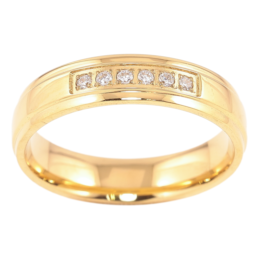 Каблучка Xuping TTM Stainless Steel Колір 14К «Доріжка цирконію, шир. 4.5мм» фото №1