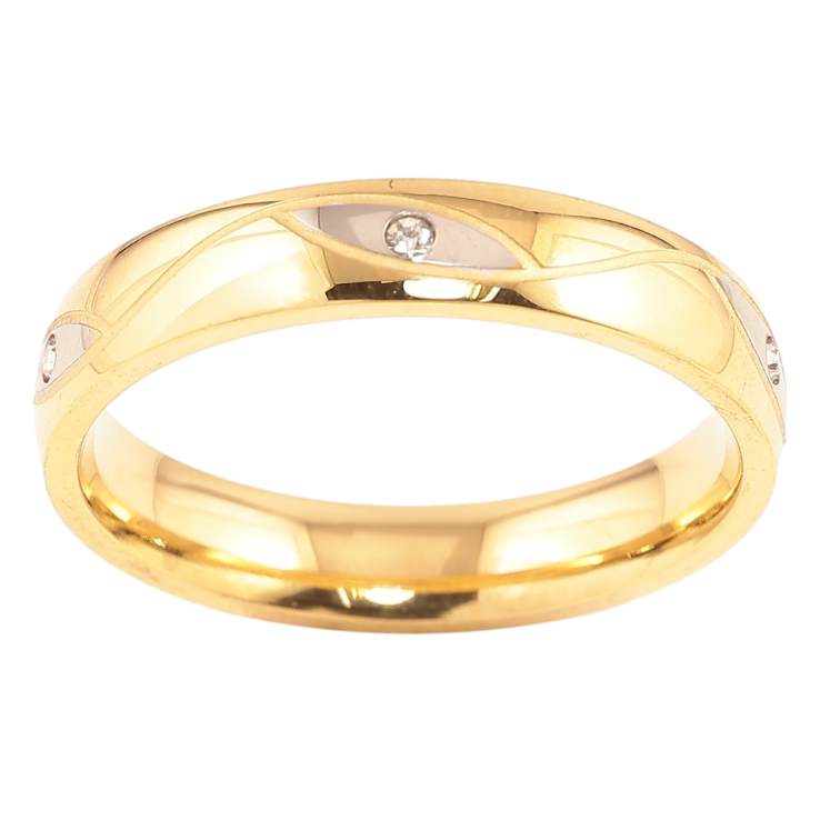 Кольцо Xuping TTM Stainless Steel Цвет 14К + Родий Узор с цирконием, шир. 3.5мм фото №10