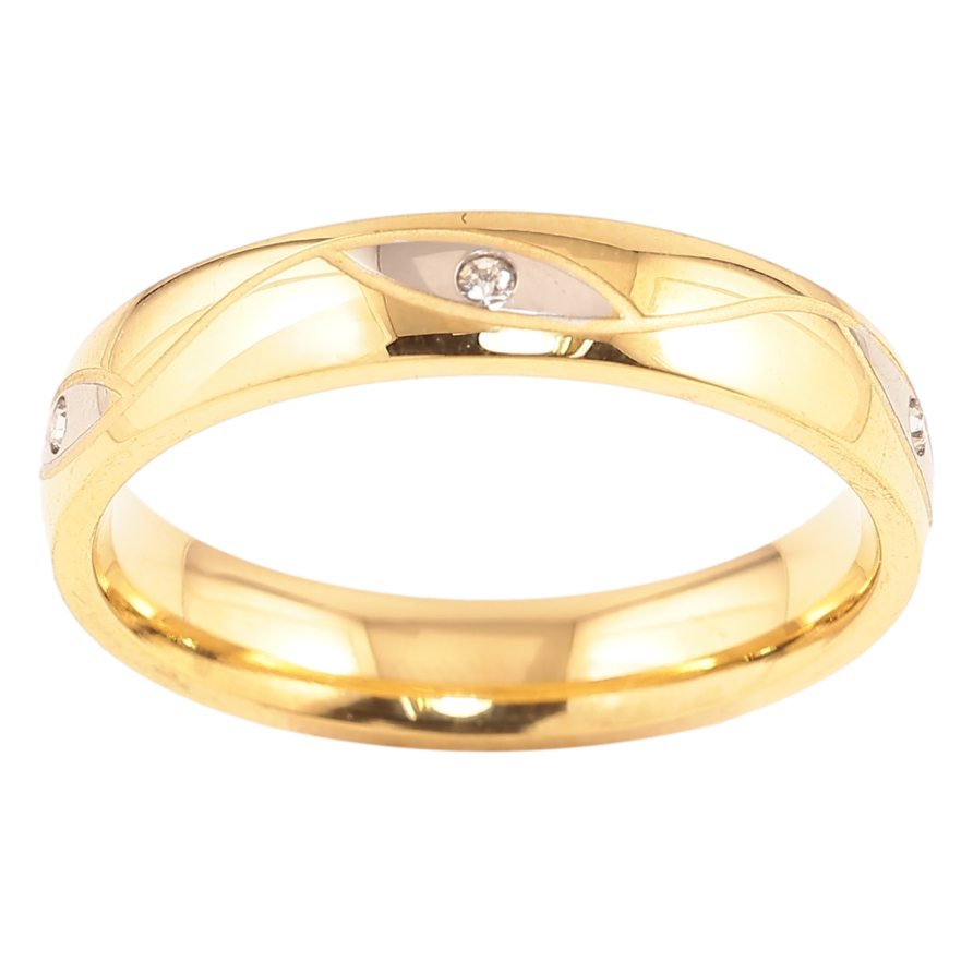 Кольцо Xuping TTM Stainless Steel Цвет 14К + Родий Узор с цирконием, шир. 3.5мм фото №1