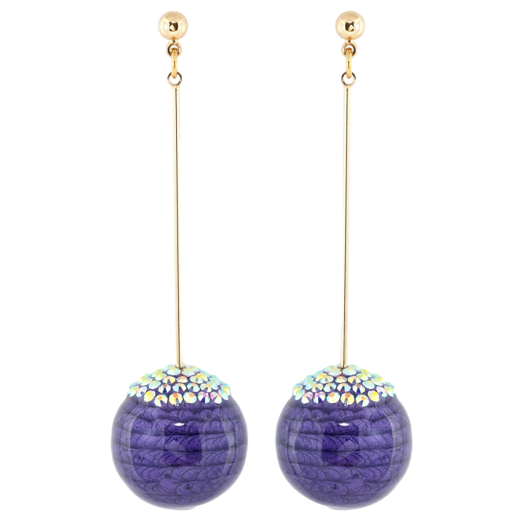 Серьги Xuping Позолота 18K пусеты Подвески с сиреневыми шариками и радужными кристаллами фото №22 Серьги Xuping Позолота 18K пусеты Подвески с сиреневыми шариками и радужными кристаллами фото №22