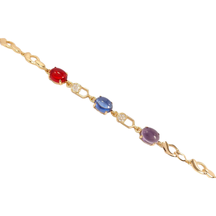 Браслет Xuping Позолота 18K Три різнобарвні кристали довжина з дод. замком 17,5-21см х 6мм фото №1 Браслет Xuping Позолота 18K Три різнобарвні кристали довжина з дод. замком 17,5-21см х 6мм фото №1