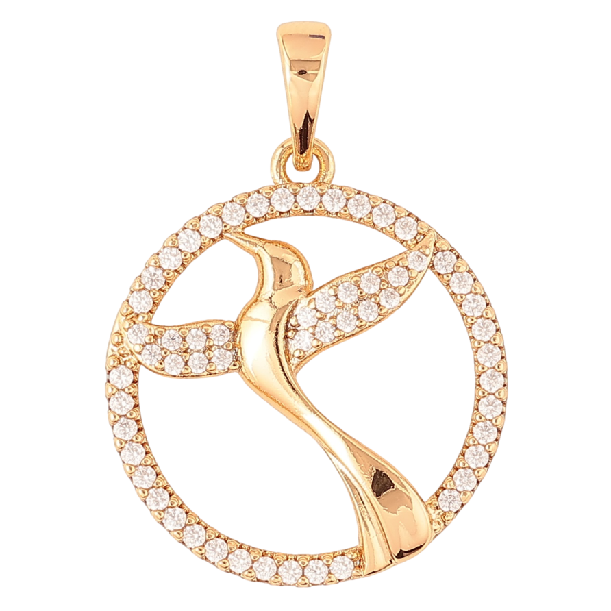 Кулон Xuping Позолота 18K Птица в колечке, инкрустация цирконием для цепочки до 6мм фото №1