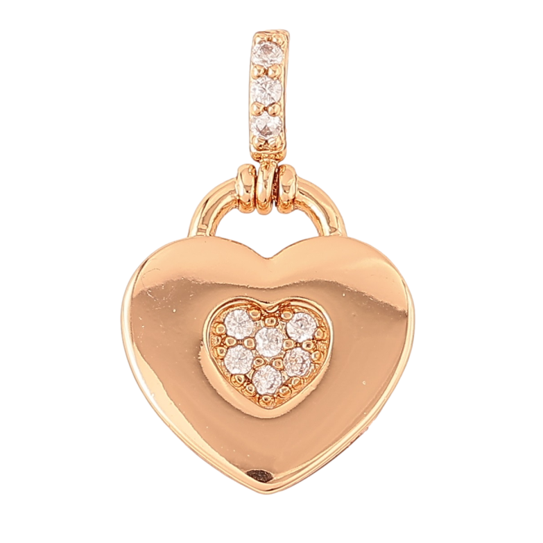 Кулон Xuping Позолота 18K Сердечко-замочек с цирконием для цепочки до 2мм фото №1