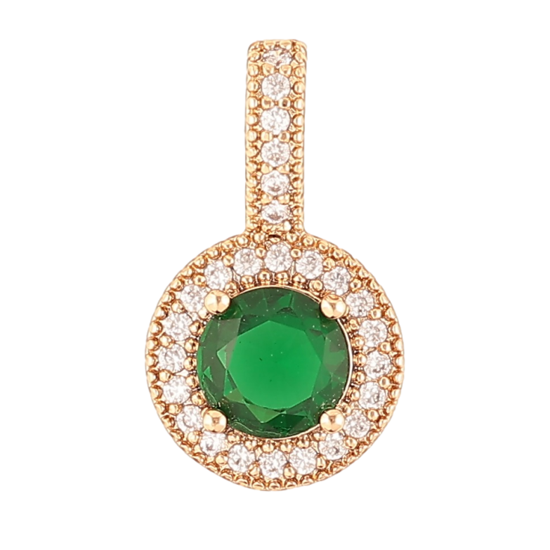 Кулон Xuping Позолота 18K Зеленый фианит в обрамлении циркония для цепочки до 4мм фото №1