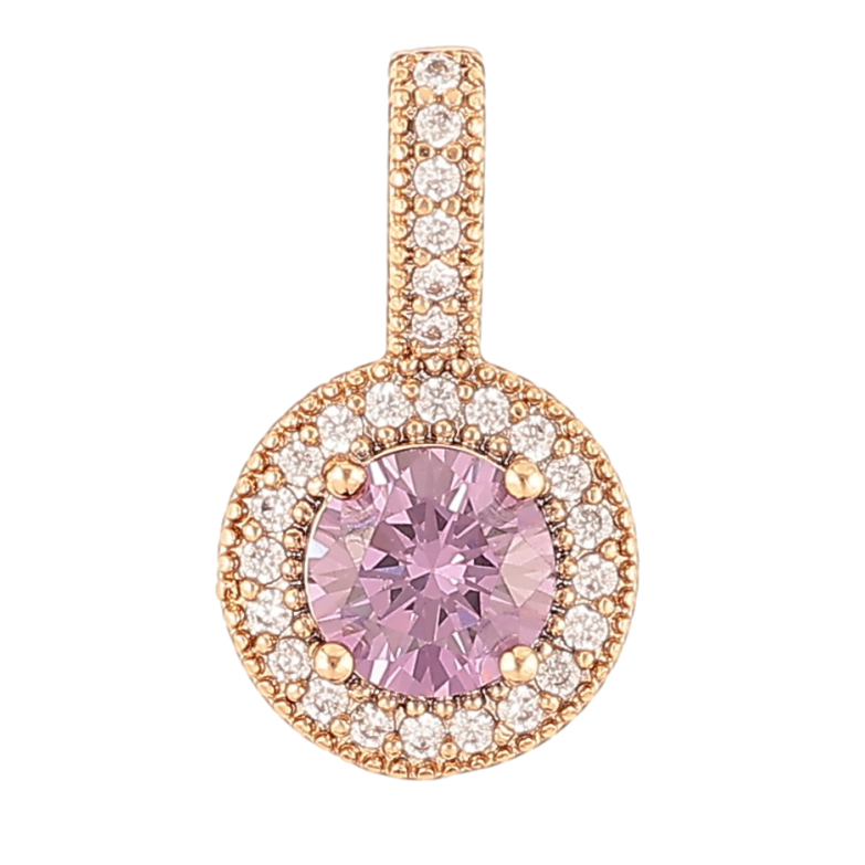 Кулон Xuping Позолота 18K Сиреневый фианит в обрамлении циркония для цепочки до 4мм фото №1