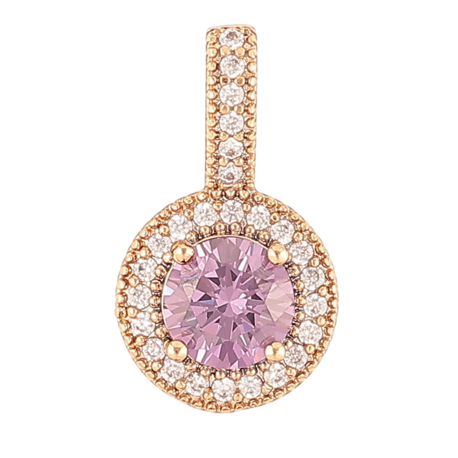 Кулон Xuping Позолота 18K Сиреневый фианит в обрамлении циркония для цепочки до 4мм фото №1