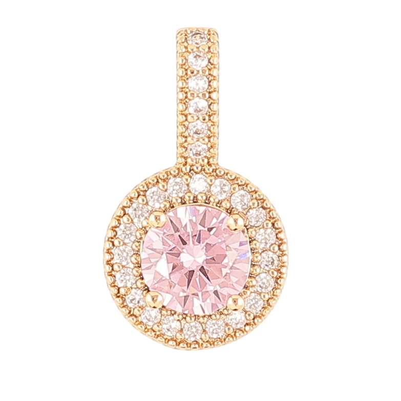 Кулон Xuping Позолота 18K «Рожевий фіаніт в обрамленні цирконію» для ланцюжка до 4мм фото №1