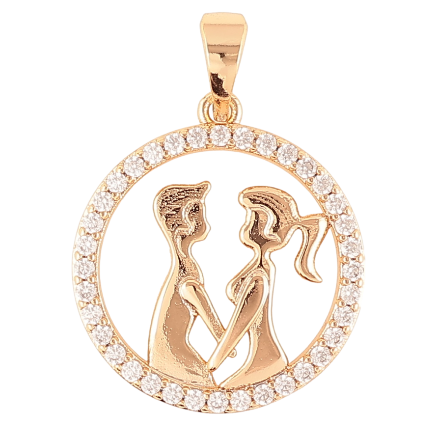 Кулон Xuping Позолота 18K «Закохана пара в колечку цирконію» для ланцюжка до 5мм фото №1 Кулон Xuping Позолота 18K «Закохана пара в колечку цирконію» для ланцюжка до 5мм фото №1