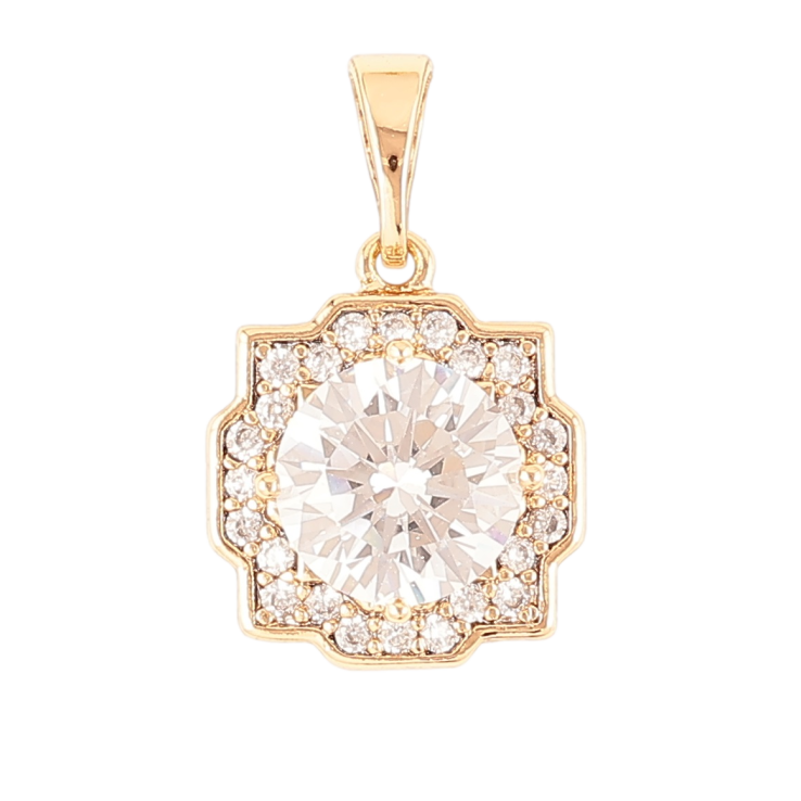 Кулон Xuping Позолота 18K «Фіаніт у декоративному обрамленні цирконію» для ланцюжка до 5мм фото №12 Кулон Xuping Позолота 18K «Фіаніт у декоративному обрамленні цирконію» для ланцюжка до 5мм фото №12