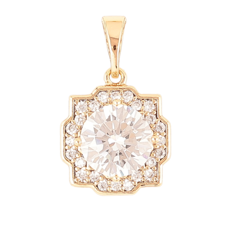 Кулон Xuping Позолота 18K «Фіаніт у декоративному обрамленні цирконію» для ланцюжка до 5мм фото №1 Кулон Xuping Позолота 18K «Фіаніт у декоративному обрамленні цирконію» для ланцюжка до 5мм фото №1