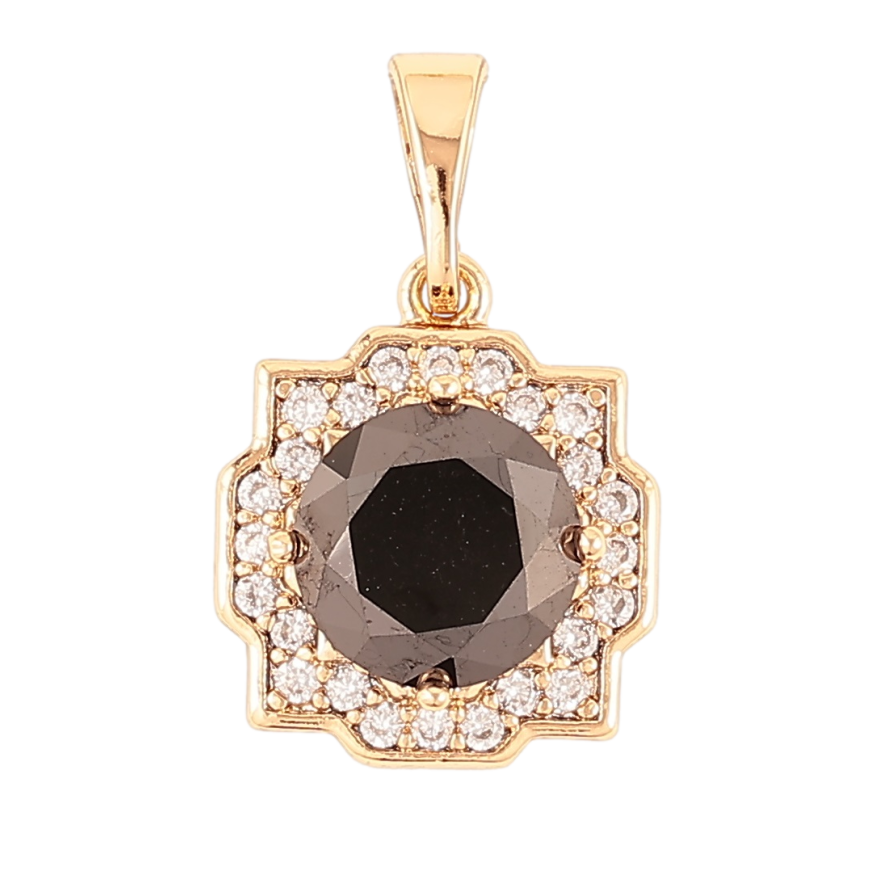 Кулон Xuping Позолота 18K Черный фианит в декоративном обрамлении циркония для цепочки до 5мм фото №1