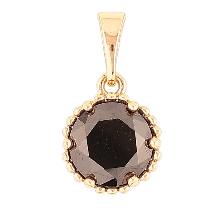 Кулон Xuping Позолота 18K Черный фианит, ø 9мм для цепочки до 5мм фото №1