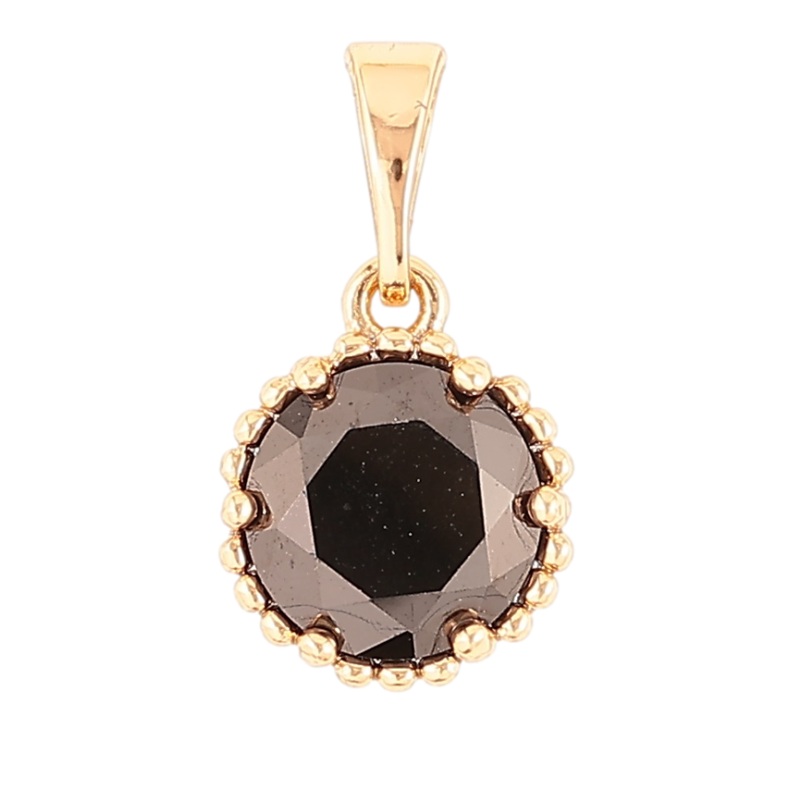 Кулон Xuping Позолота 18K «Чорний фіаніт, ø 9мм» для ланцюжка до 5мм фото №1