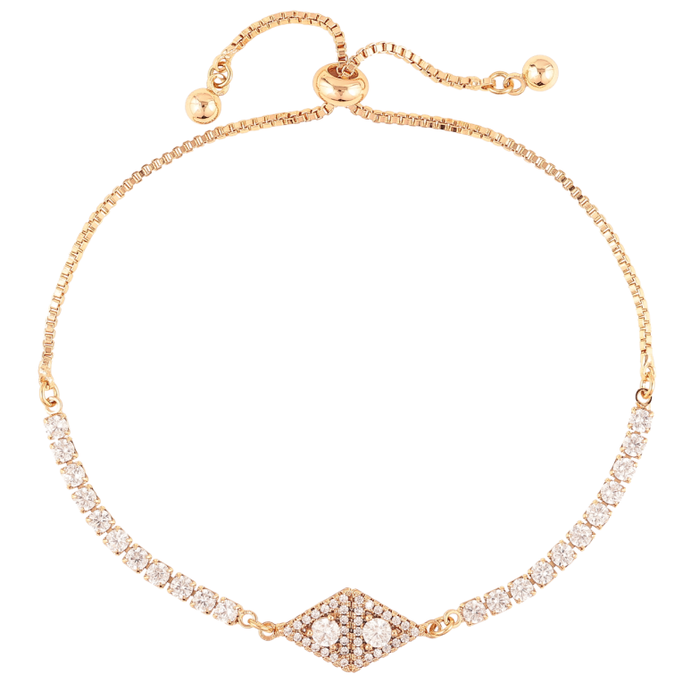 Браслет Xuping Позолота 18K Дорожка циркония с ромбовой вставкой на бегунке 10-22см х 1мм фото №1