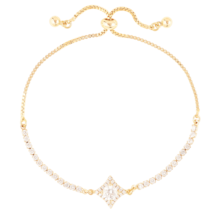 Браслет Xuping Позолота 18K Дорожка циркония с ромбовой вставкой на бегунке 10-22см х 1мм фото №13