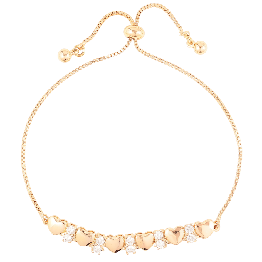 Браслет Xuping Позолота 18K Цепочка с вставкой сердечки и кристаллы на бегунке 10-23см х 1мм фото №1