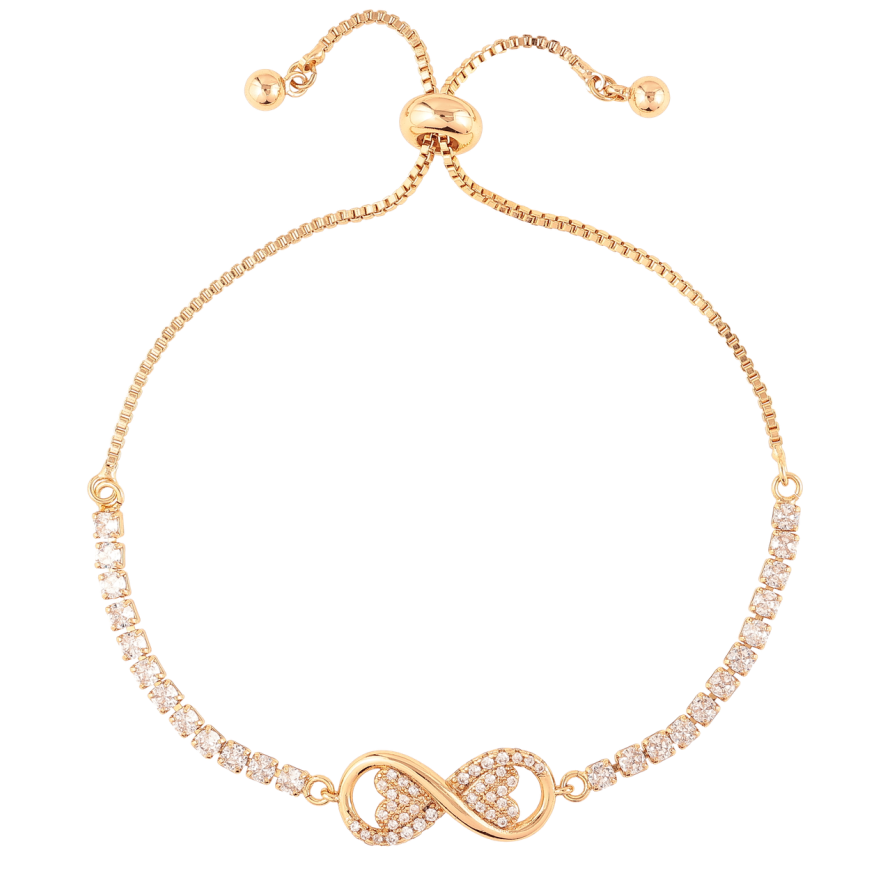 Браслет Xuping Позолота 18K Дорожка циркония с бесконечностью на бегунке 10-22см х 1мм фото №1